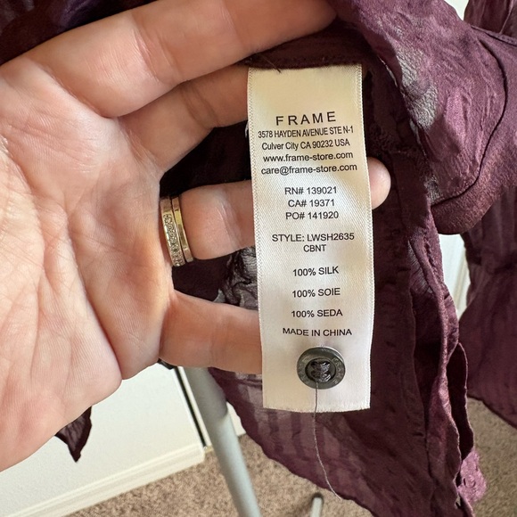 Frame Sheer Burgundy Button Down Shirt - Picture 9 of 9